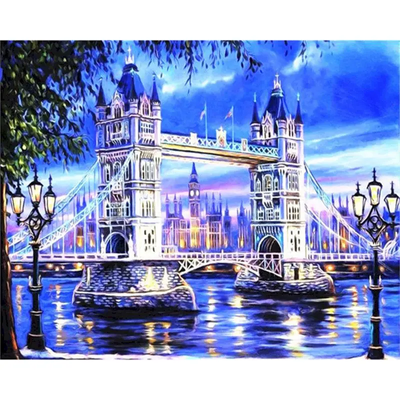 London Painting By Numbers Tower Acrylic Picture Drawing On Canvas With