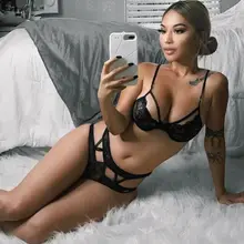Женское сексуальное нижнее белье, очаровательный кружевной Цветочный Бюстгальтер пуш-ап с мягкой чашкой бюстгальтер стринги, черный комплект нижнего белья, кружевное белье, ночная рубашка с бретелями