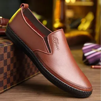 

Brand New Super Soft Leather Men Loafers Shoes Genuine Leather Silp on Middle-aged Men Loafers Driving Shoes for Dad 456