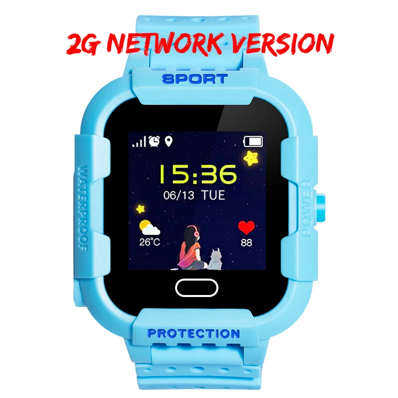 Blue color with 2G IPX7 водонепроницаемый смарт 4G Удаленная камера gps Wi-Fi Дети Студенты умные часы видео вызов монитор трекер местоположение телефон часы - Цвет: Blue color with 2G