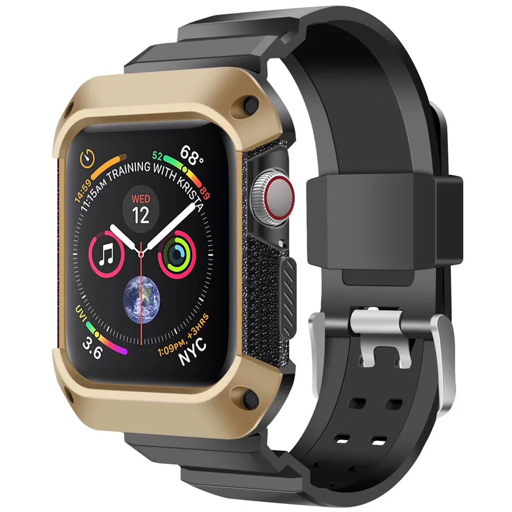 Ремешок для спортивных часов для Apple Watch band Case 44 мм 40 мм iwatch 4 прочный защитный чехол из ТПУ+ ремешок для Apple Watch Series 4 аксессуары