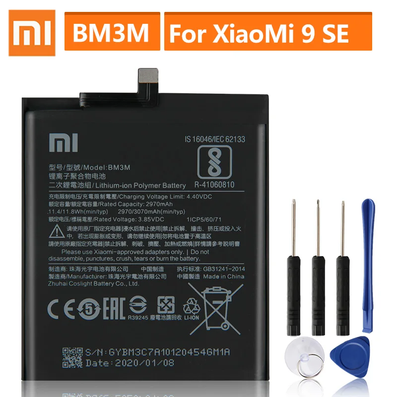 Оригинальная запасная батарея для XiaoMi Mi9 SE Mi 9SE BM3M натуральная телефона 3070