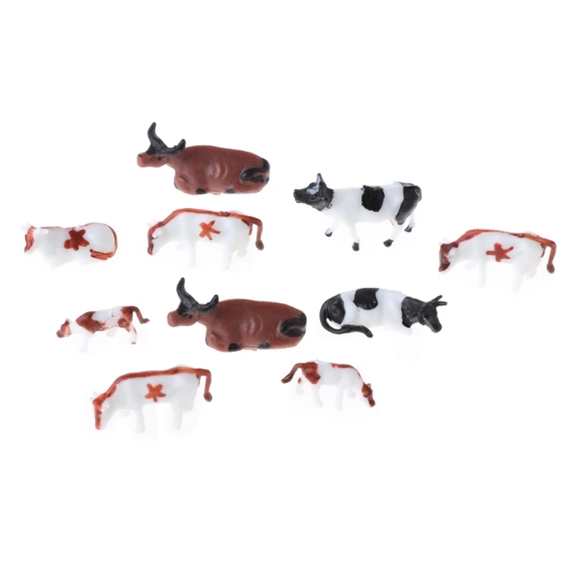 New 10pcs 1:87 Diy HO Scale Colorful Cow Model Train Layout Model Building Toys  6