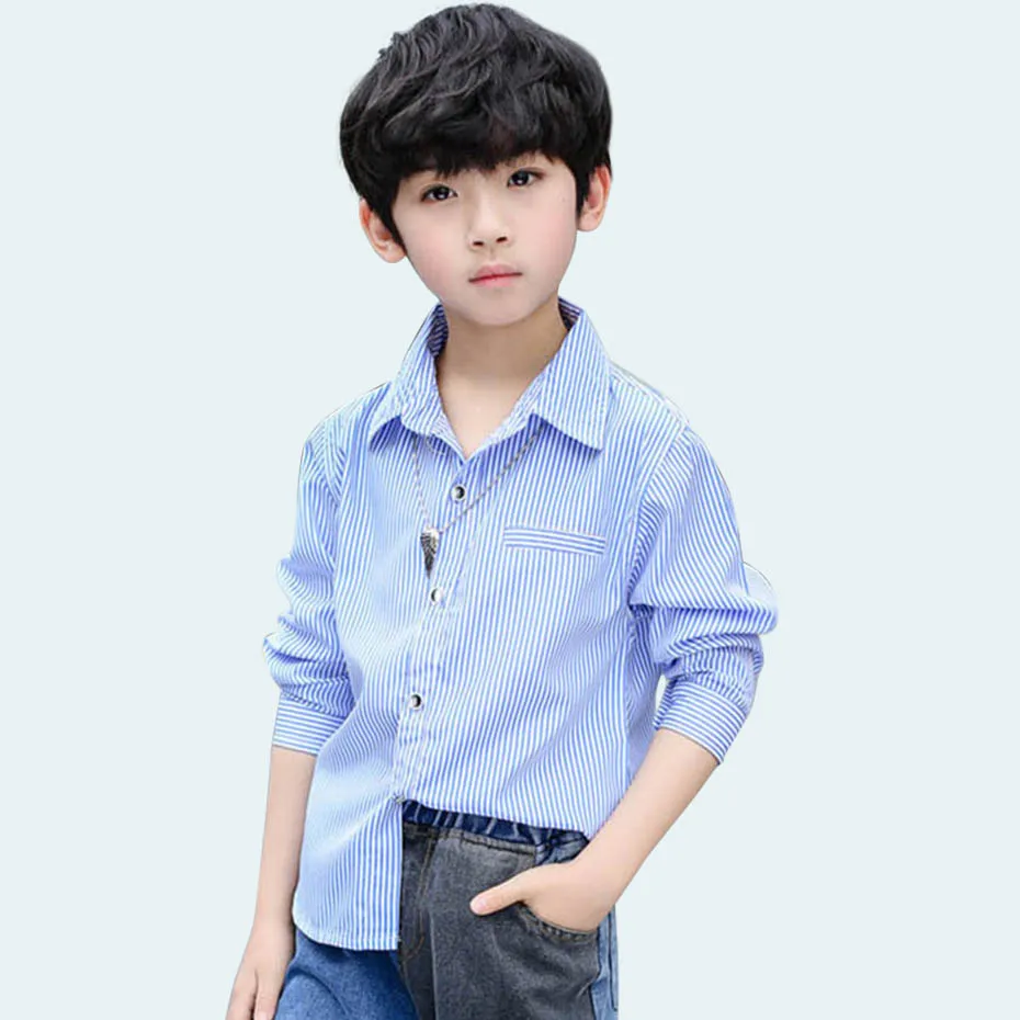 Рубашка для мальчиков рубашки в полоску детские с длинными рукавами осенняя