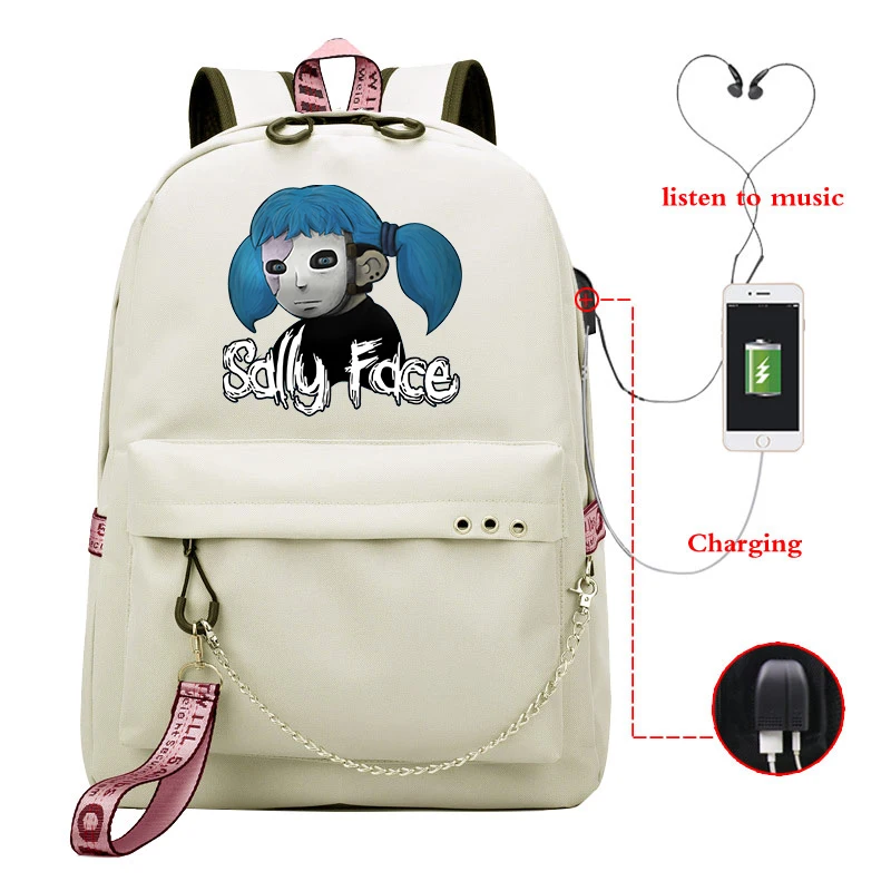 Girls Backpacks 2 sally face Printed Backpacks for Teenage Girls Schoolbags casual Backpack Travel Laptop Bags Blue/pink/black/white Bagpack Bags - Цвет: Girls Backpacks 2