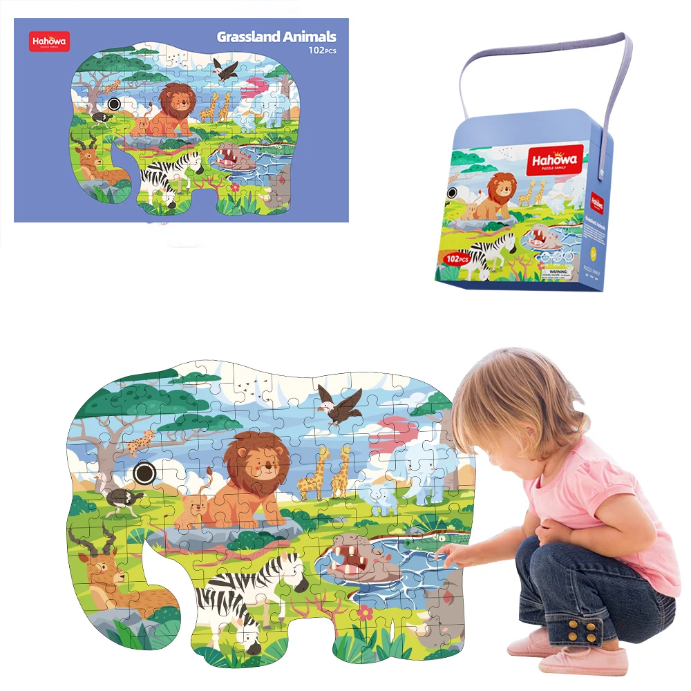 Hahowa Elephant Jigsaw Puzzle Animal Shaped Lion Puzzles For Kids Children 3 Years Games Educational Toys Child Birthday Gift 6