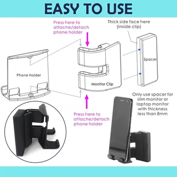 

Tablet Screen Side Phone Holder Clip for Laptop Notebook or Desktop Monitor SP99