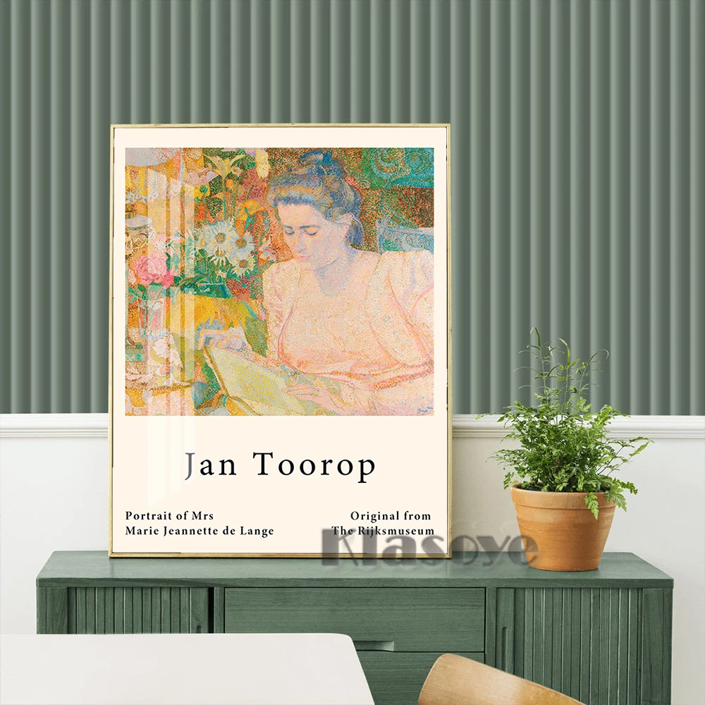 

Jan Toorop Pointillism Vintage Art Exhibition Museum Poster Portrait Of Mrs Marie Jeannette De Lange Canvas Painting Wall Decor