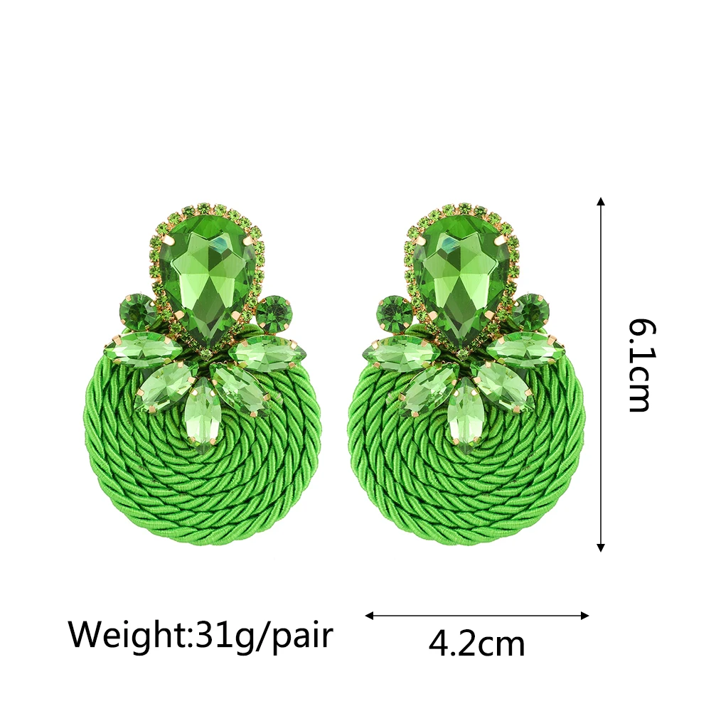 Ztech New Green Series Set Earrings Designer Jewelry Crystal Tassel Za Accessories Handmake Statement Bijoux Pendientes Brincos