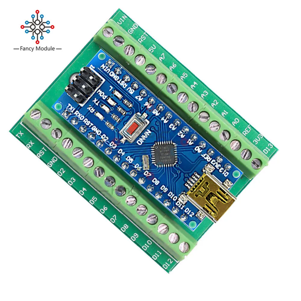NanowithGreenBoard CH340 Nano V3.0 3,0 драйвер контроллера ATMEGA328/P терминал Плата расширения Nano IO Shield простая Плата расширения для Arduino - Цвет: NanowithGreenBoard