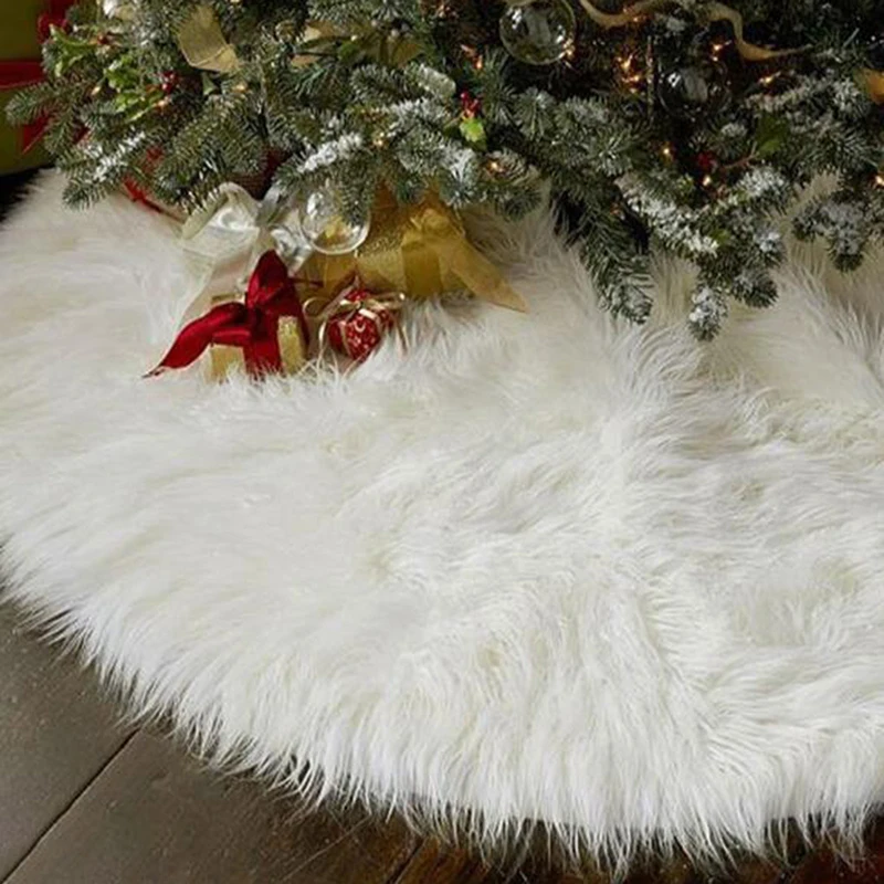 

White Plush Christmas Tree Skirts Fur Carpet Merry Christmas Decoration For Home Natal Natal Tree Skirts New Year Decoration