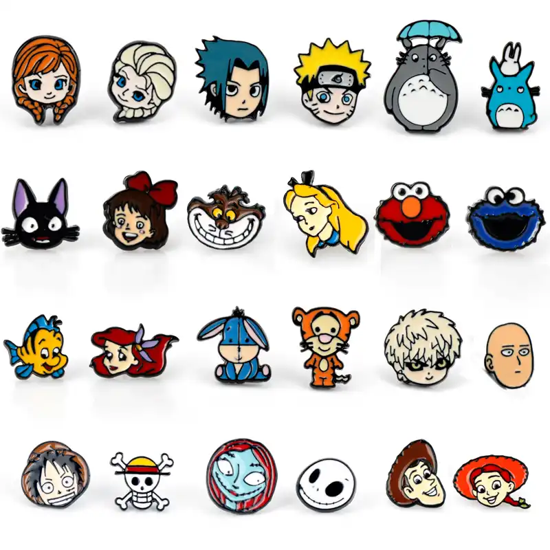 28 Styles Sergi Cartoon Ear Studs Totoro Kiki Luffy Alice Stud Earring Enamel Earrings For Women Girls Jewelry Pair Earring Aliexpress