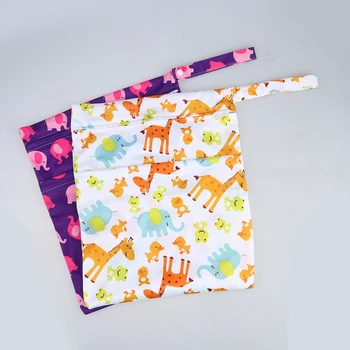 

2pcs Zipper Infant Diaper Bag Printing Diaper Storage Pouch Waterproof Nappy Bag Reusable Baby Diaper Pouch