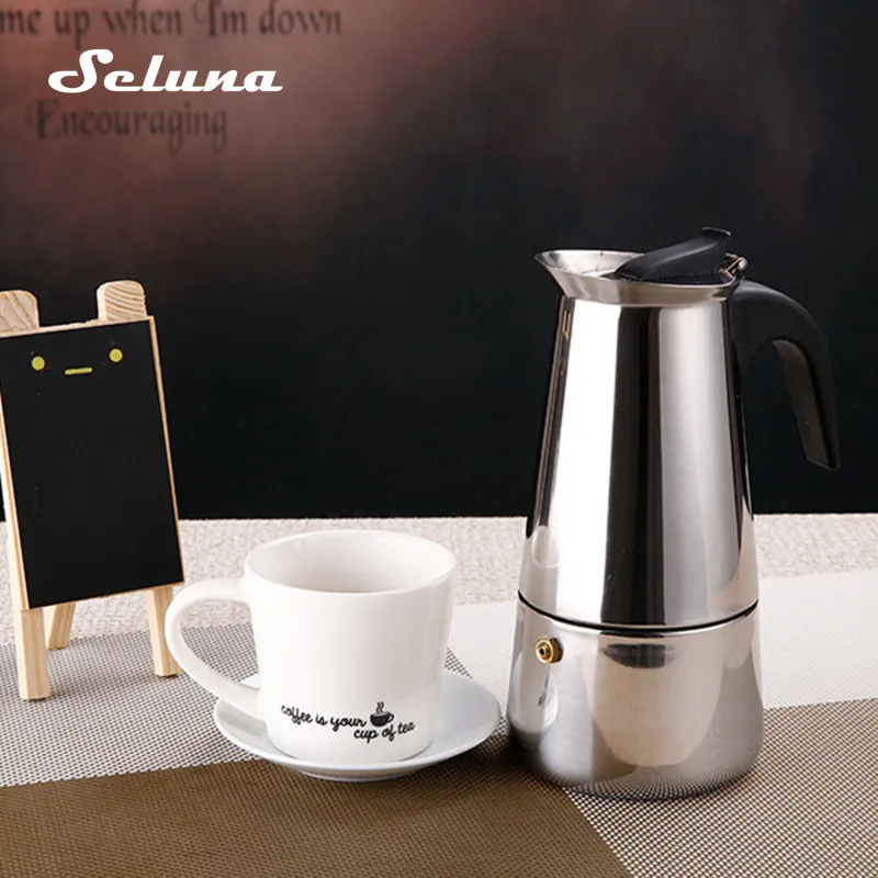 

Stove Top Moka Coffee Pot Stainless Steel Filter Italian Espresso Coffee Maker 100/200/300/450ML Percolator Tool Mocha Cafetiere