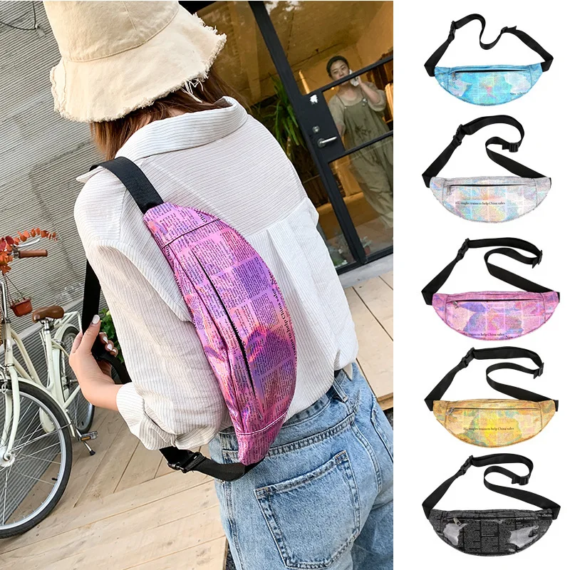 

Japanese And Korean Style Harajuku-Style Laser Transparent Wallet WOMEN'S Messenger Bag Sports Running Multi-functional Cash Sto