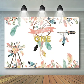 

Newborn Girl Birthday Party Backdrop 1st birthday Floral Background for Photography She is Turnning One Watercolor Flower Backgr