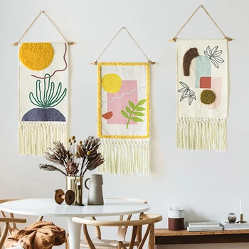 

Macrame Tapestry Muslim Ornament Hand Woven Tassel Bohemian Wall Hanging Tufted Tapestries Morocco Boho Apartment Home Decor