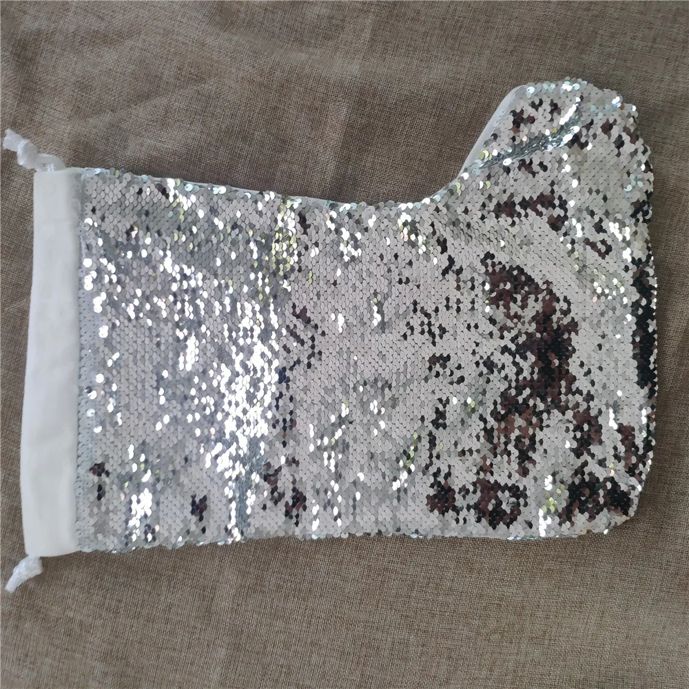 Теплопередача печать Волшебные Блестки Рождественские носки DIY пользовательские пустые Поставки Размер: 42*26 см - Цвет: silver
