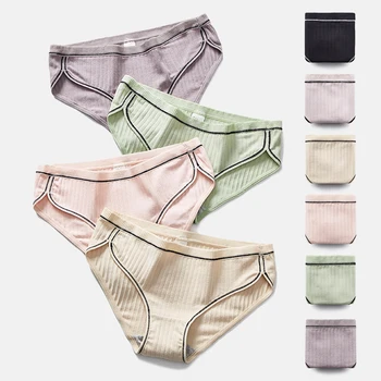 

Thread Cotton Girls Underwear Sexy Breathable Cotton File In The Waist Large Size Comfortable Ladies Briefs