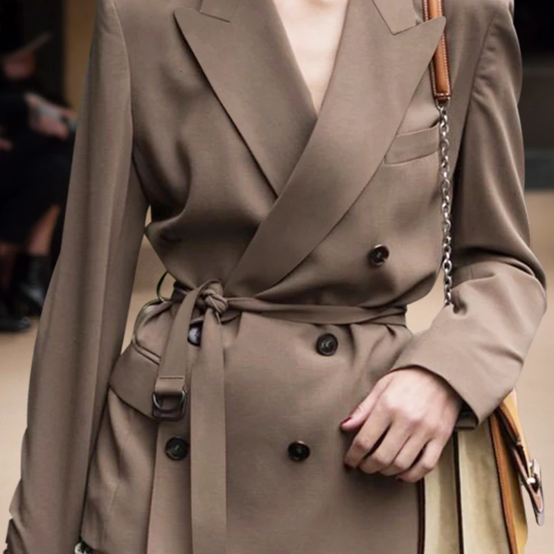 Blazer Dress Women Long Sleeve Runway Designer Vintage Double Breasted Office Lady Dress Suit Jacket Coat Fashion Party Dresses
