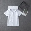 White Cotton Japanese Middle High Student School Dress For Girls JK Uniforms Sailors Suit Short Sleeve White Shirt Women Tops 1