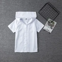 White Cotton Japanese Middle High Student School Dress For Girls JK Uniforms Sailors Suit Short Sleeve White Shirt Women Tops 1