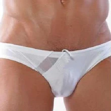 Горячая Распродажа Топ Модные мужские сексуальные белые трусы с низкой талией купальник бикини быстросохнущие плавки