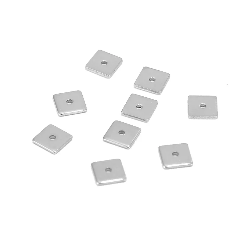 DIY 쥬얼리 액세서리 만들기위한 50pcs 스테인레스 스틸 6x6mm 스퀘어 비드 느슨한 스페이서 비즈