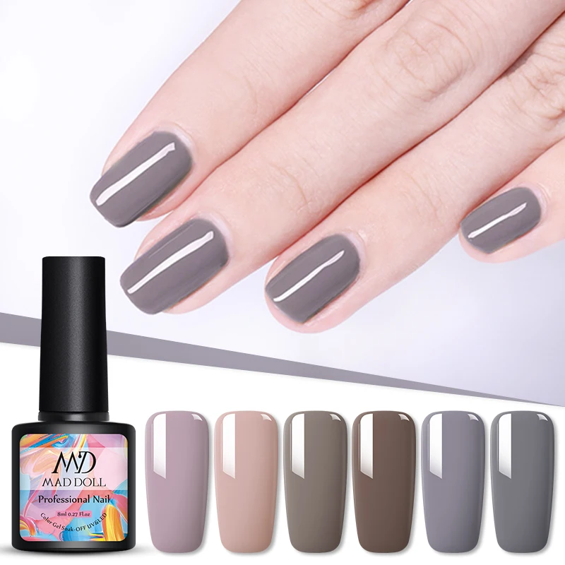 Серый Гель-лак для ногтей MAD DOLL однотонный УФ-Гель-лак самостоятельного дизайна |