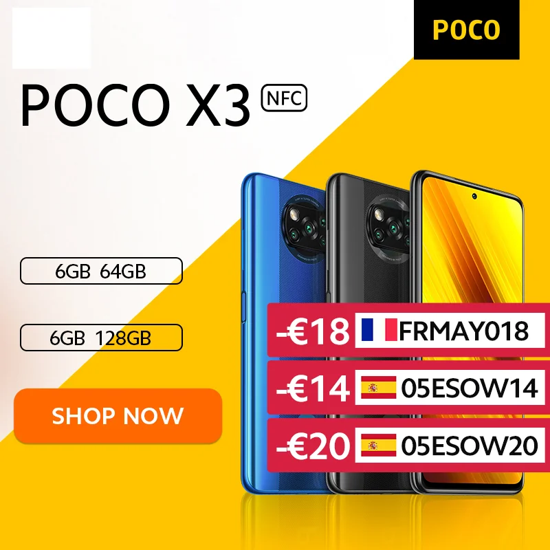 Teléfono Inteligente POCO X3 NFC, versión Global, Snapdragon 732G, cámara de 64MP, 5160mAh, carga de 33W xiaomi official store
