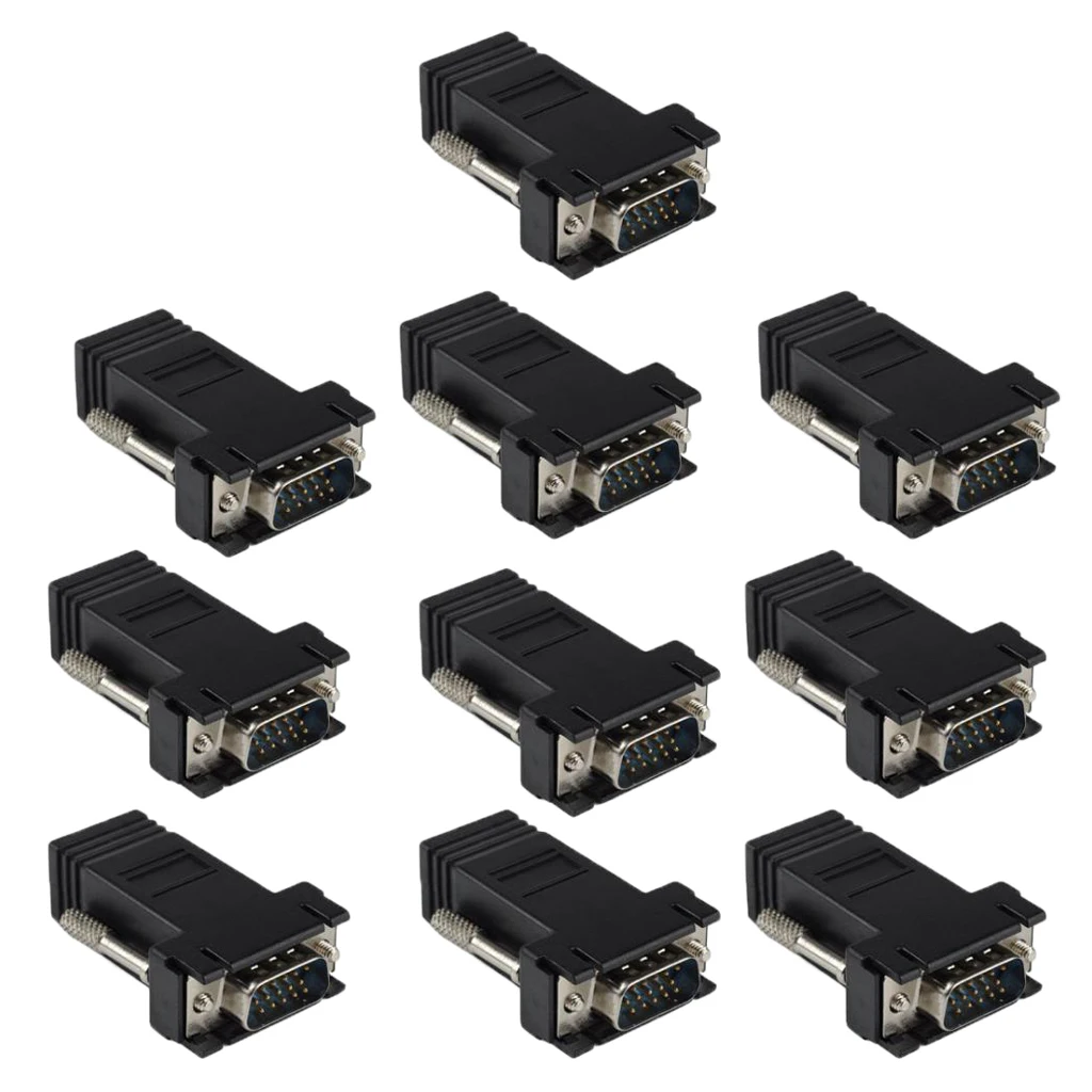 10 шт. Универсальный Черный VGA штекер для RJ45 сетевые адаптеры 180x20x20 мм