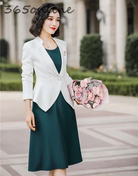 

Formal Professional Women Business Suits Jackets and Dress Novelty OL Styles Ladies Office Professional Work Wear Blazers Set