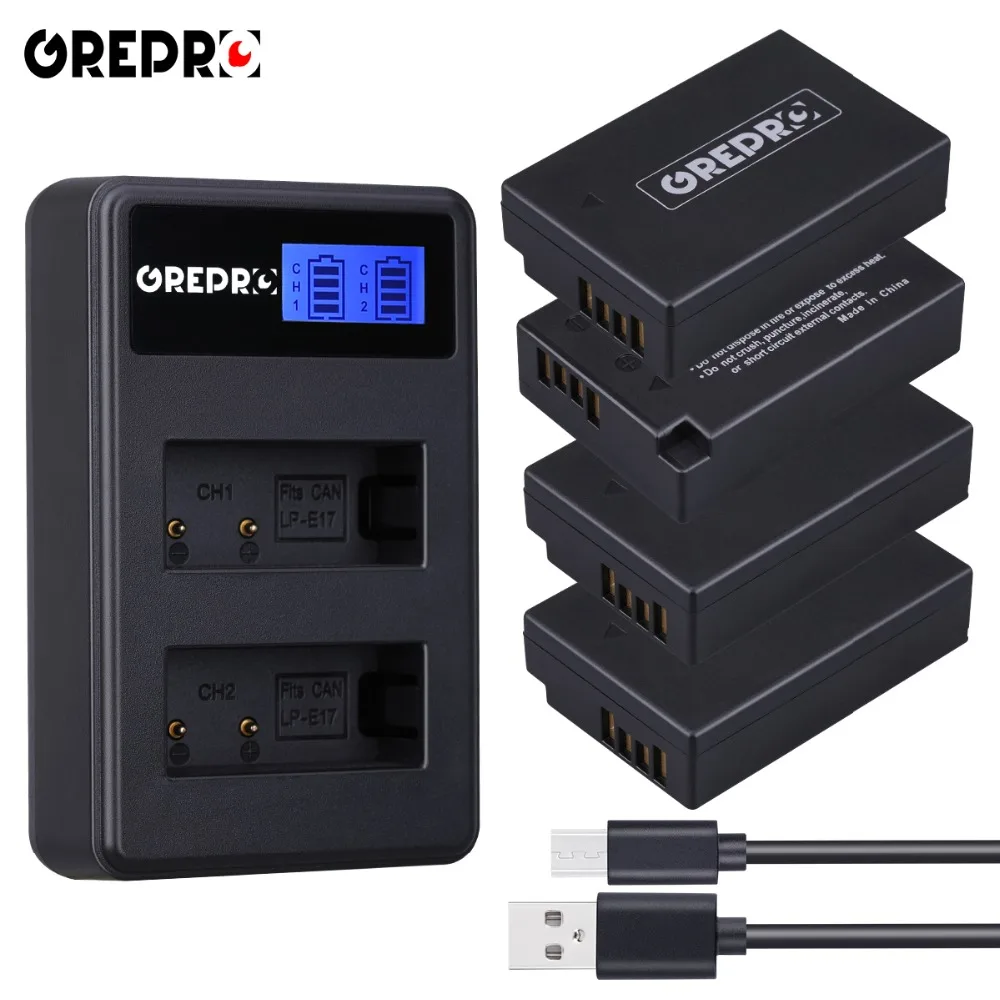 GREPRO 1300mAh LP-E17 LPE17 Аккумулятор для камеры akku+ lcd USB двойное зарядное устройство для Canon EOS 200D M3 M6 750D 760D T6i T6s 800D 8000D