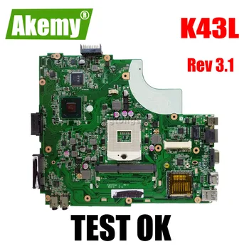 

K43L motherboard Rev 3.1 For Asus X44H X84H K84L K43L laptop motherboard K43L mainboard K43L motherboard test 100% ok