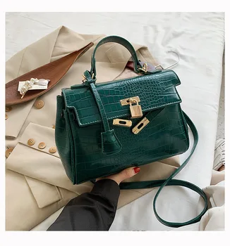 

Retro Crocodile Pattern Solid Color Handbag For Women 2020 Summer Shoulder Bags Totes Female PU Leather Underarm Purse