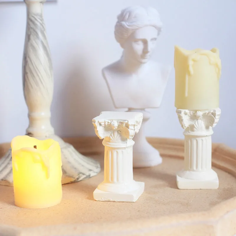 

Mini Retro Plaster Portrait Roman Candlestick Candle Holder Electronic Night Light Decoration Shooting Props