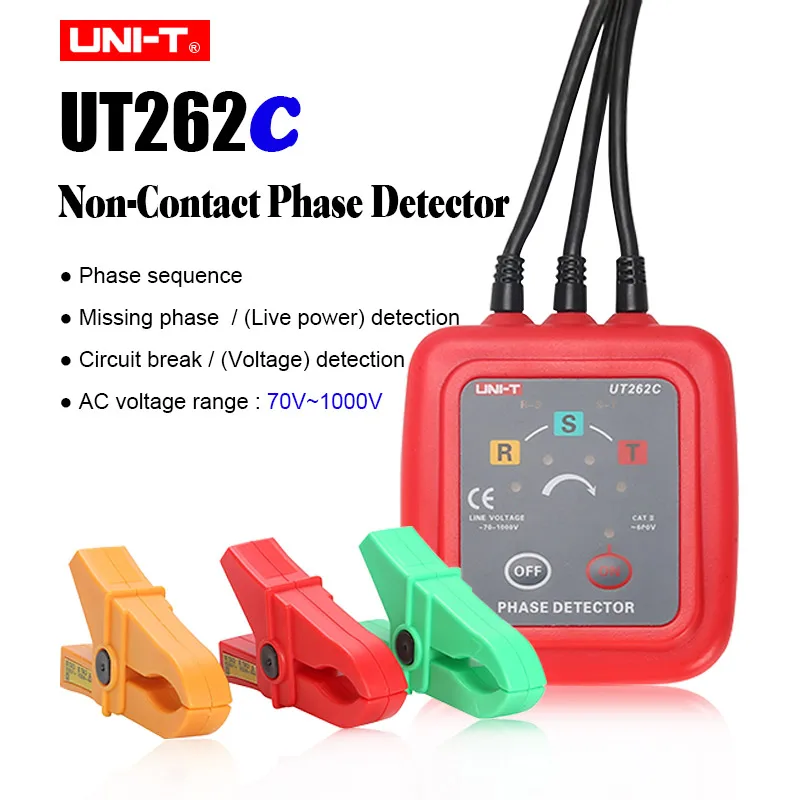 UNI-T UT262A UT262C Non-Contact 3 Phase Detector;live wire detection;phase identipcation;missing-phase judgment AC voltage meter - Цвет: UT262C