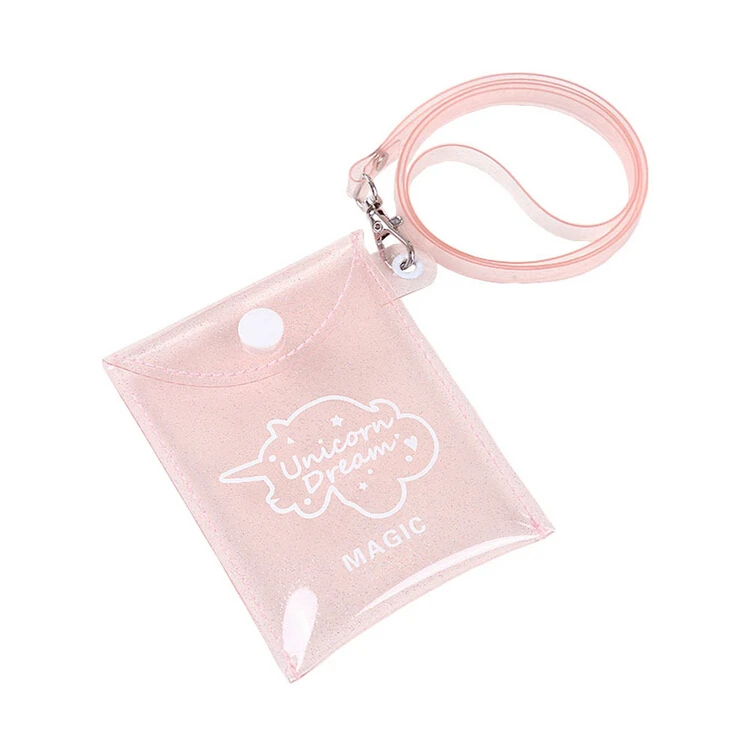 Местный запас Кошелек для монет мини кошелек модный зажим прозрачный кошелек клатч для девочек держатель карты из ПВХ - Цвет: Розовый