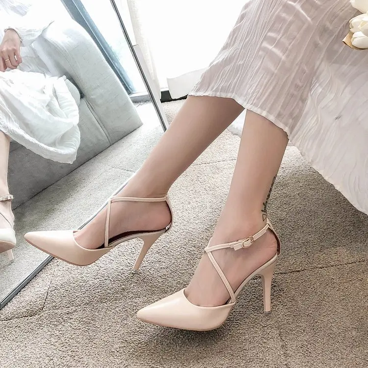 

Women Pumps Sexy Summer Shoes High Heels Brand Woman Party Slingback Pointed Toe Buckle Strap Female Dress Luxury Ladies 654