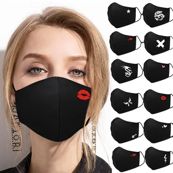 

Masks Reusable Washable Adults Unisex Universal Face Mask Dustproof Printing Fashion Black Mascarilla Safe Breathable Dustproof