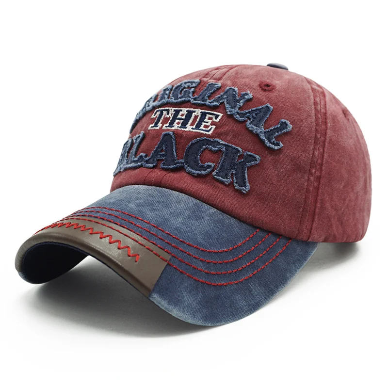 KUNBKANG, винтажная хлопковая бейсболка, мужская, летняя, повседневная, Snapback, шапки для женщин, Gorras, папа, шапка с надписью, черная, Мужская бейсболки из промытого хлопка - Цвет: red