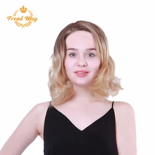 Тренд способ Синтетические Кружева передние парики 1" короткие волнистые парики для черных женщин афроамериканские парики на каждый день Омбре блонд парик