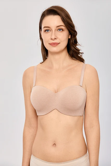 DELIMIRA Women's Strapless Bras Underwire Non Padded Support Multiway  Bandeau Bra for Bigger Bust Beige 44E - ShopStyle