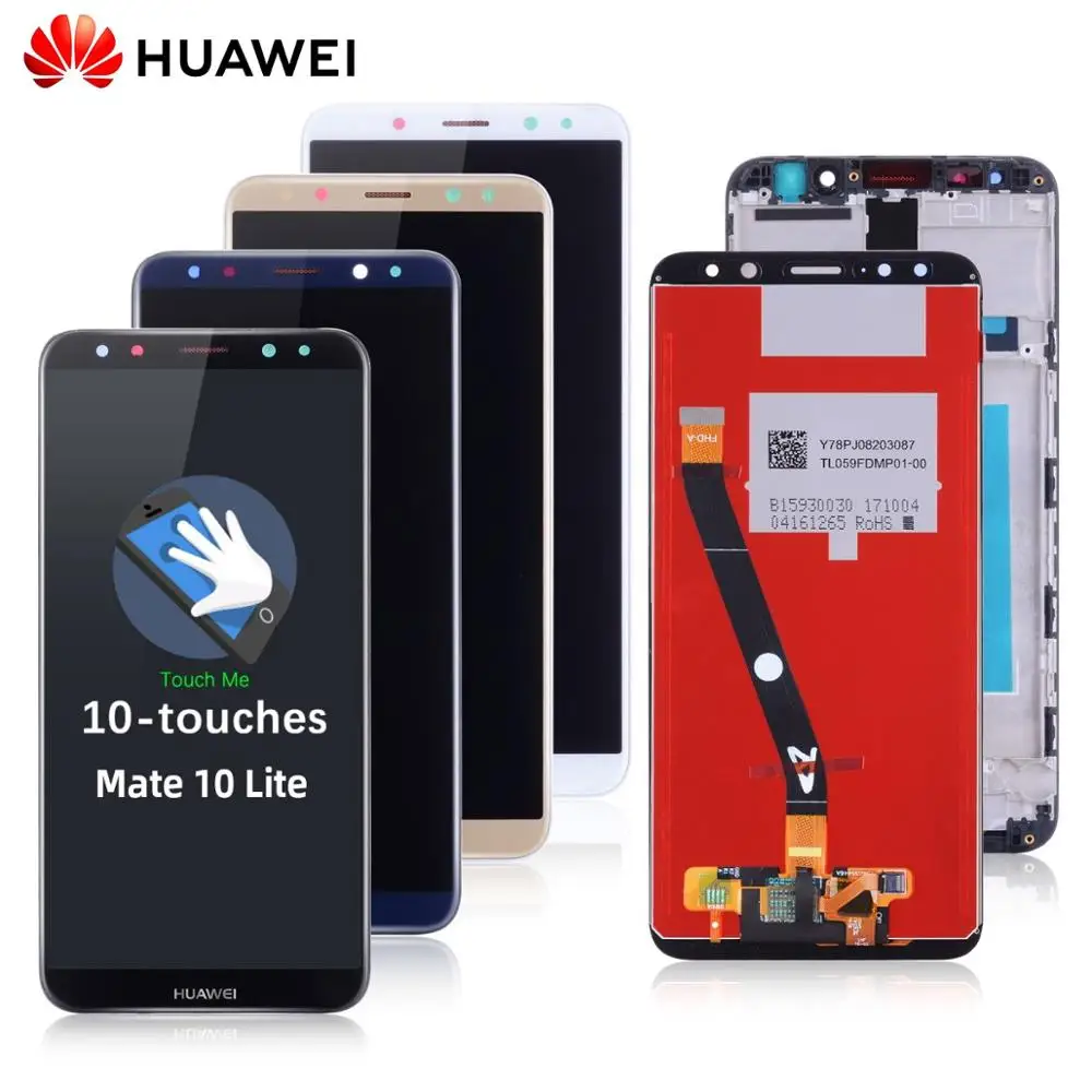 Продажа Дисплей для HUAWEI Mate 10 Lite font b LCD b font в сборе с тачскрином на рамке Оригинал 5.9 синий золото черный белый Nova 2i RNE L21