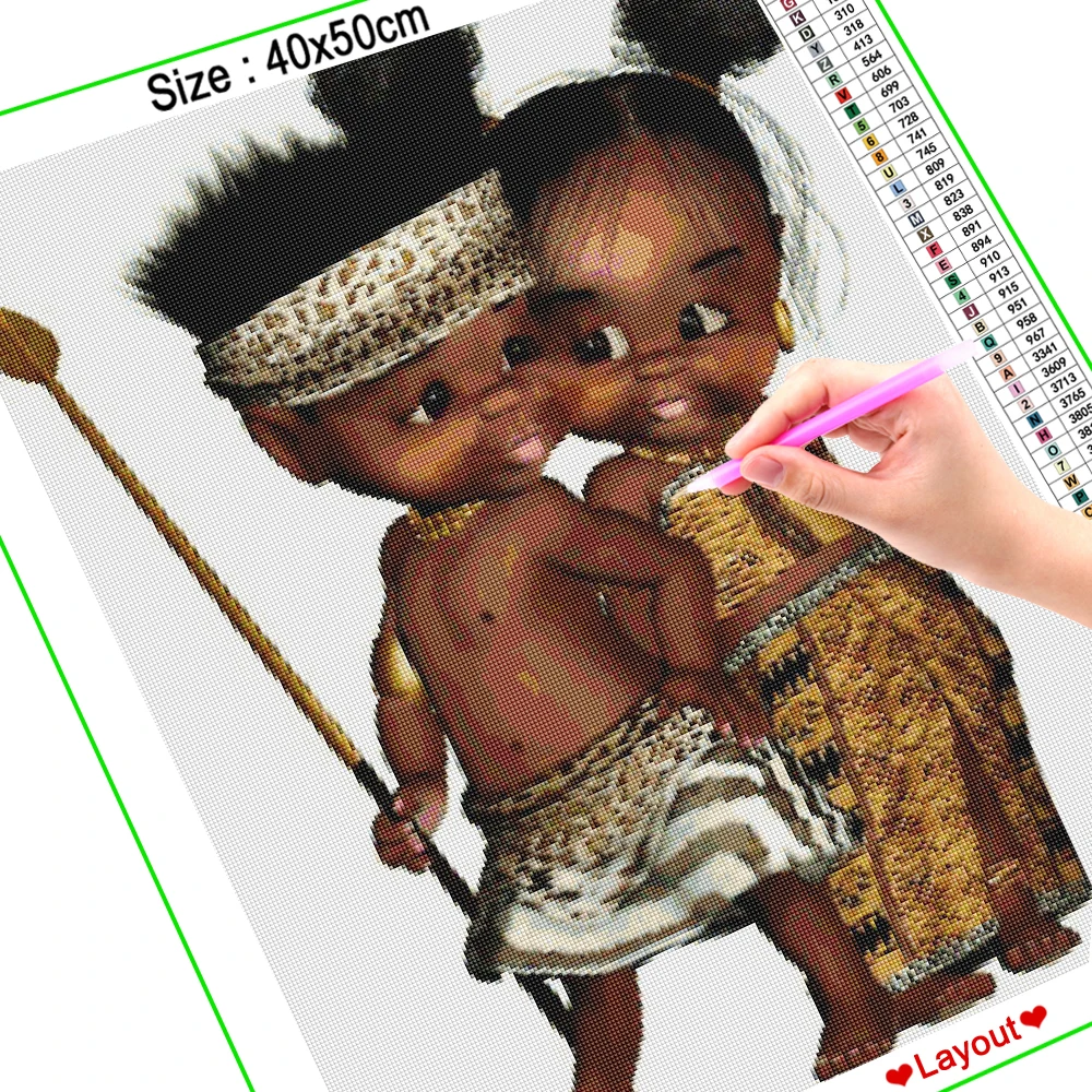 Dispaint 5D вышивка бисером, Вышивание комплект "в африканском стиле малыш пара" Сделай сам Алмазная вышивка крестиком на рисунке, украшения дома подарок A27355
