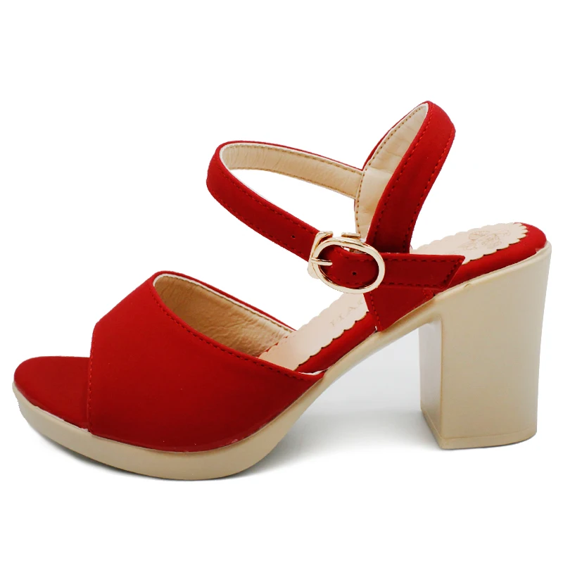 Сандалии женские кожаные на толстом каблуке удобные босоножки платформе модная