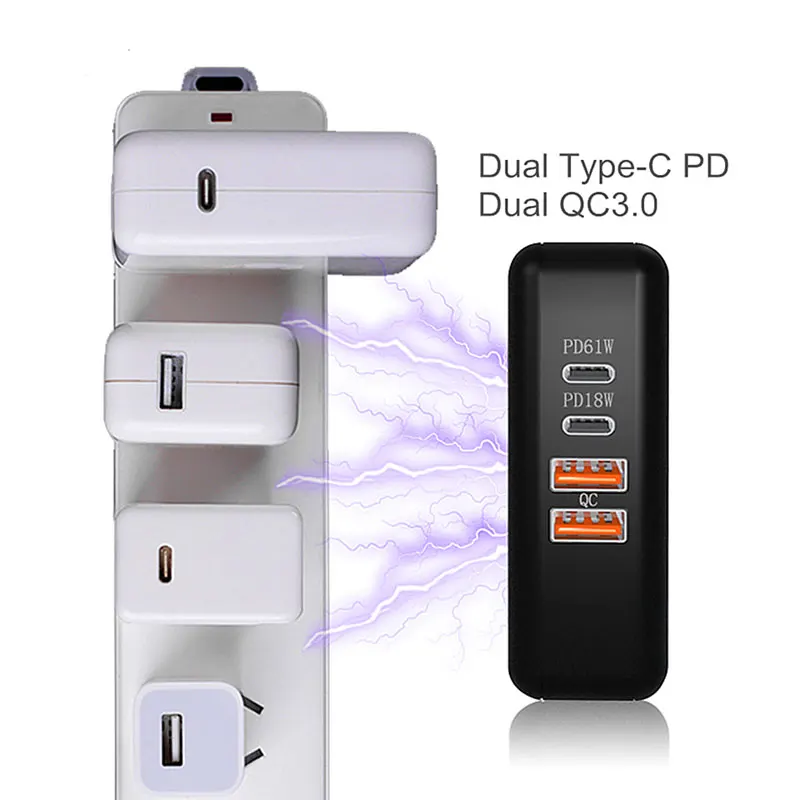 61 Вт USB Type C универсальное быстрое зарядное устройство Quick Charge 3 0 Для Macbook Pro Air HP Lenovo