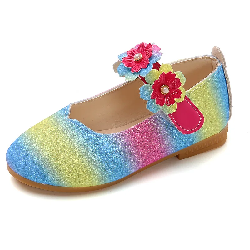 

Spring Summer Children's Princess Leather Shoes Casual Flowers Pearls Sequined Girls Flats Kids Paillette Toddler Shoes All Size