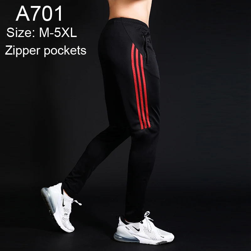 A701 Red Мужские спортивные штаны для бега на молнии, спортивные штаны для футбола, спортивные штаны для тренировок, эластичные леггинсы для бега, штаны для спортзала - Цвет: A701 Red
