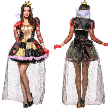 

Alice In Wonderland Costumes Queen Of Heart Ladies Baby Girls The Red Queen Cosplay Women Fancy Dress Halloween Costume For Kids